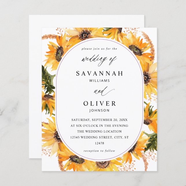 Budget Fall Sonnenblumen Hochzeit - Weiß (Vorne/Hinten)