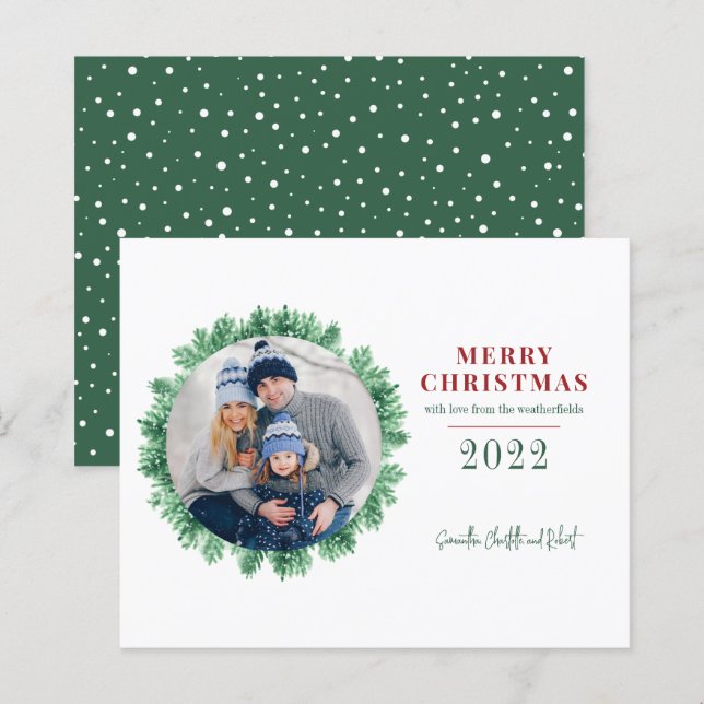 Budget Familien Foto Weihnachten Weihnachtskarte (Vorne/Hinten)