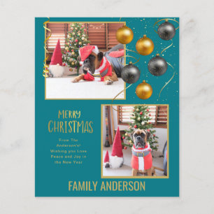 BUDGET Familienfoto Weihnachtsgruß Gold Flyer