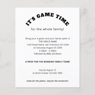 Budget Family Games Day Slogan Schwarz-weiß