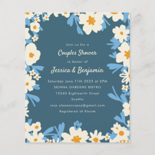 Budget Farbenfrohe Boho Blue Floral Couples Dusche