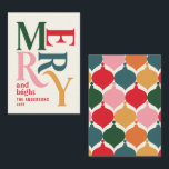 Budget Farbenfrohe Vintage Feiertage Mitteilungskarte<br><div class="desc">Budget Farbige Vintage Grafik Typografie merry chritsmas Karte. Teil einer kühnen Ferienkollektion.</div>