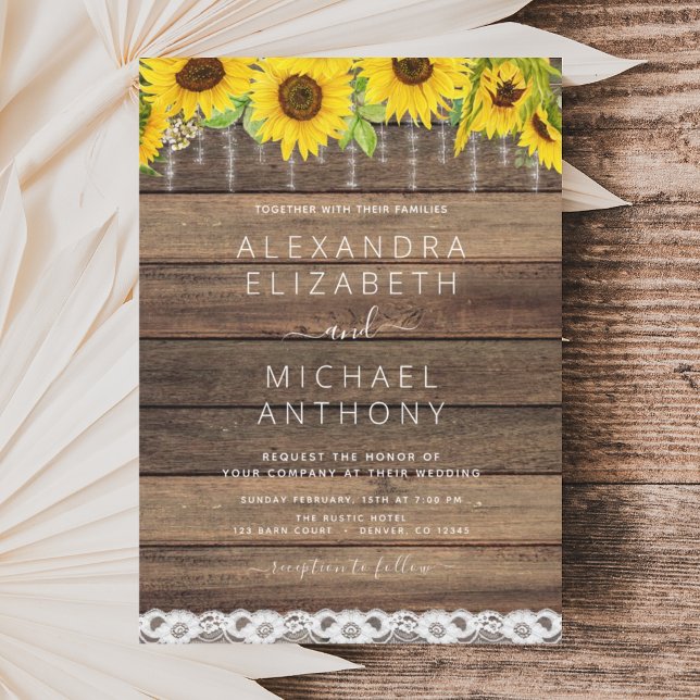 Budget Farmhouse Sunflower Wedding Invitation (Von Creator hochgeladen)