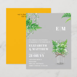 BUDGET Fern green Blätter Wedding Einladung