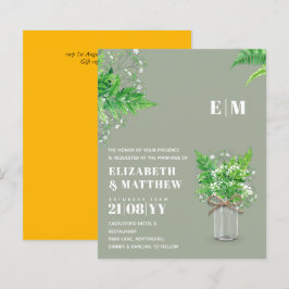 BUDGET Fern green Blätter Wedding Einladung