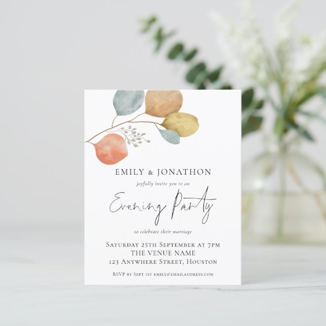 Budget Feuille tendance Mariage soirée Invitation (Debout devant)