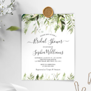 Budget Feuille Tropical Bridal Shower Invitation