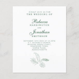 Budget Feuille tropicale Livre vert Mariage Invita