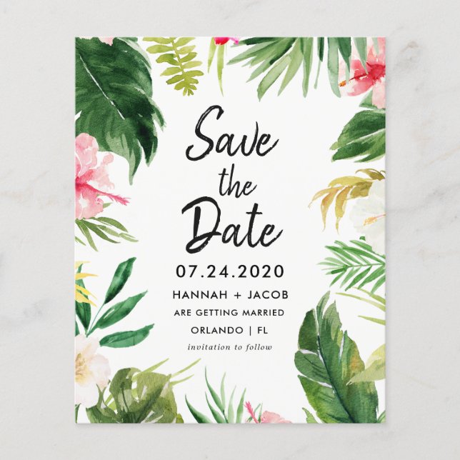 Budget Feuilles tropicaux Luau Sauvez les Dates (Devant)