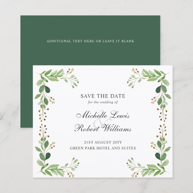 BUDGET Feuilles vertes Mariage d'été ENREGISTRER L (Devant / Derrière)