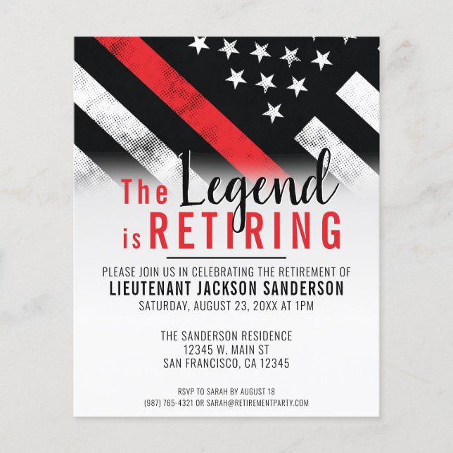 Budget Firefighter Ruhestand Red Line Feuerwehrman (Vorderseite)