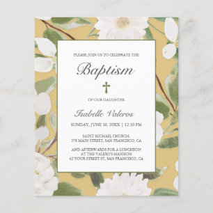BUDGET Fleurs blanches feuille jaune bAPTISM