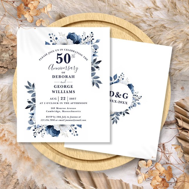 Budget Floral 50. Hochzeitstag Einladung (Budget Floral 50th Wedding Anniversary Invitation)