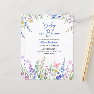 Budget Floral Baby in Blüte Baby Shower Einladung