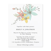 Budget Floral Blätter Koralle Aquamarin Hochzeitss
