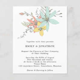 Budget Floral Blätter Koralle Aquamarin Hochzeitss