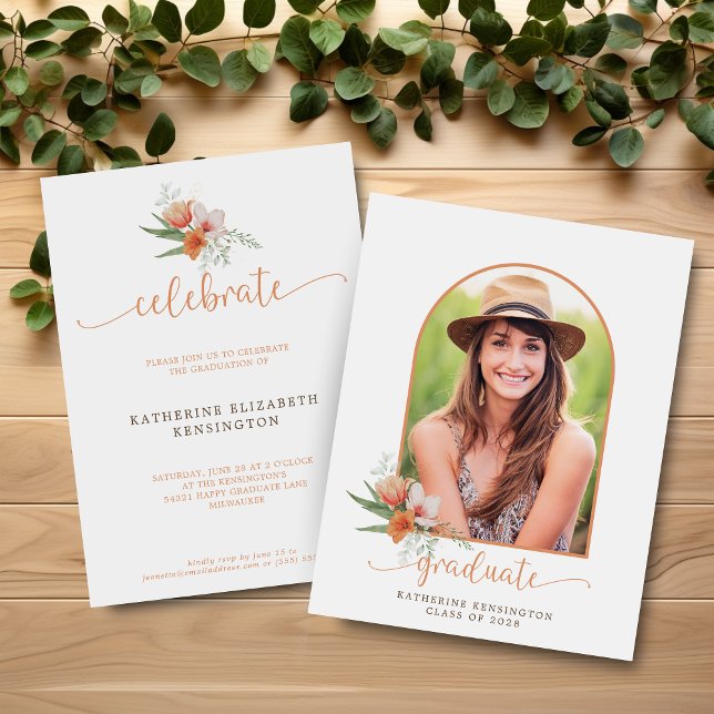 Budget Floral Boho Arch Abschluss Einladung (Budget Floral Boho Arch Graduation Invitation)