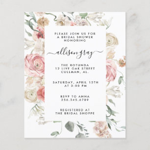 Budget Floral Bridal Einladung   Annabeth Flyer