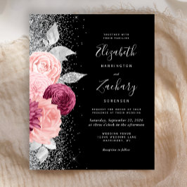 Budget Floral Burgundy Blush Silver Black Wedding