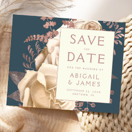 Budget Floral Elfenbein Rose Gold Save the Date Aq