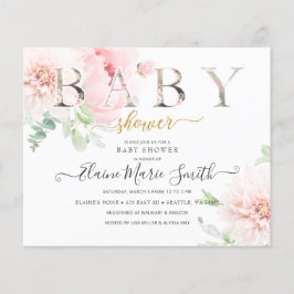 Budget Floral Girl Babydusche Einladung