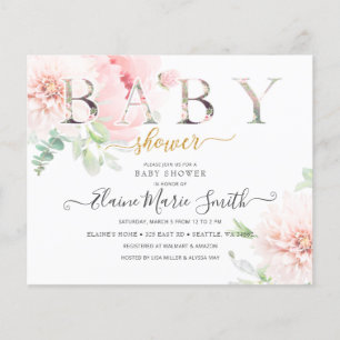 Budget Floral Girl Babydusche Einladung