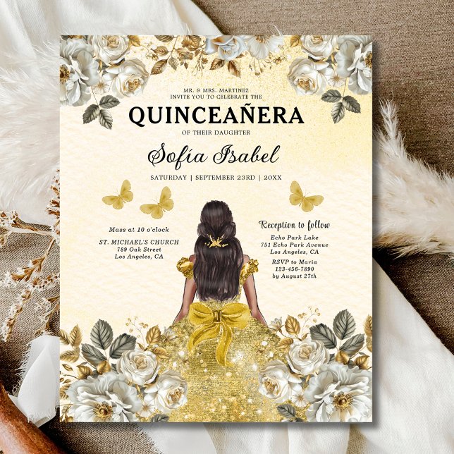 Budget Floral Gold Butterfly Princess Quinceanera (Von Creator hochgeladen)