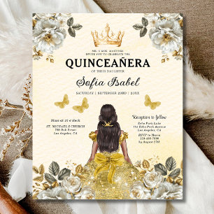 Budget Floral Gold Butterfly Princess Quinceanera Flyer