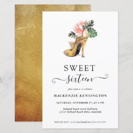 Budget Floral Gold Heelse Sweet 16 Geburtstag