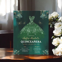 Budget Floral Green Bilingual Spanish Quinceanera