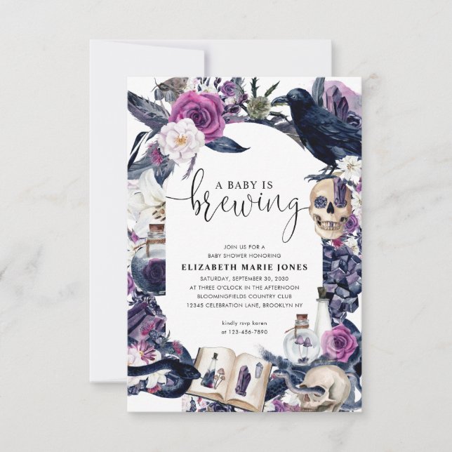 Budget Floral Halloween Baby ist Braudusche Mitteilungskarte (Vorderseite)