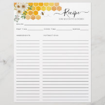 Budget Floral Honeycomb Bumblebee Rezeptkarte
