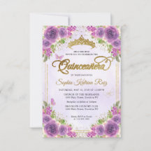 Budget Floral Lila Glam Gold Glitzer Quinceañera