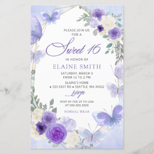 Budget Floral Lila Lilac Butterflies Süß 16