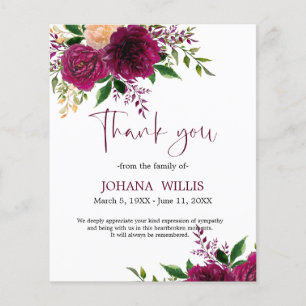 Budget Floral Merci Funeral Carte