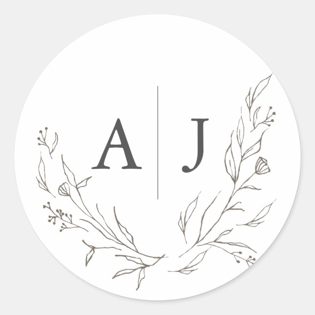 Budget Floral Monogram Siegel Runder Aufkleber (Vorderseite)