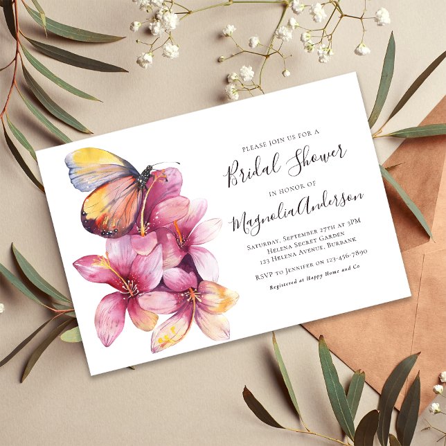 Budget Floral Papillon nuptiale Invitation de douc (Créateur téléchargé)