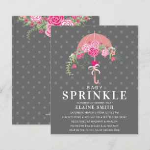 Budget Floral Pink Umbrella Baby Dusche Einladung
