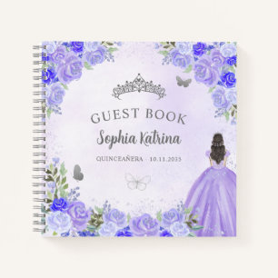 Budget Floral Purple Silver Quinceanera Livre d'or