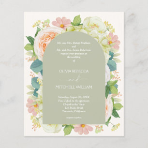 Budget Floral QR Code Sage Grüne Hochzeit Einladun