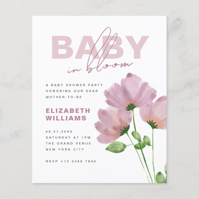 Budget Floral Spring Baby in Bloom Shower Party (Vorderseite)