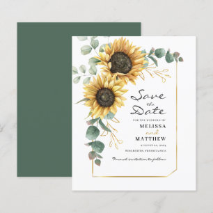 Budget Floral Sunflower Eukalyptus Save the Date