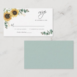 Budget Floral Sunflower Wedding RSVP Card Mitteilungskarte