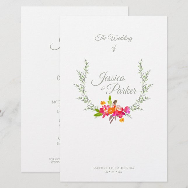 Budget Floral Watercolor Farbenfroh  (Vorne/Hinten)