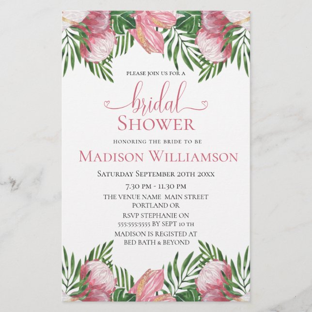 Budget Floral Watercolor Tropical Paradise Bridal (Vorderseite)