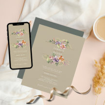 Budget Floral Wedding Invitations Boho Fleurs sauv