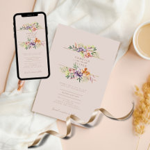 Budget Floral Wedding Invitations Boho Fleurs sauv
