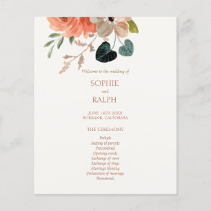 Budget Floral Wedding Program Elfenbeinpapier Blat