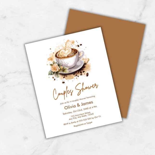Budget Floral Wedples Brautparty Einladung (Budget Floral Coffee Wedding Couples Bridal Shower Invitation )