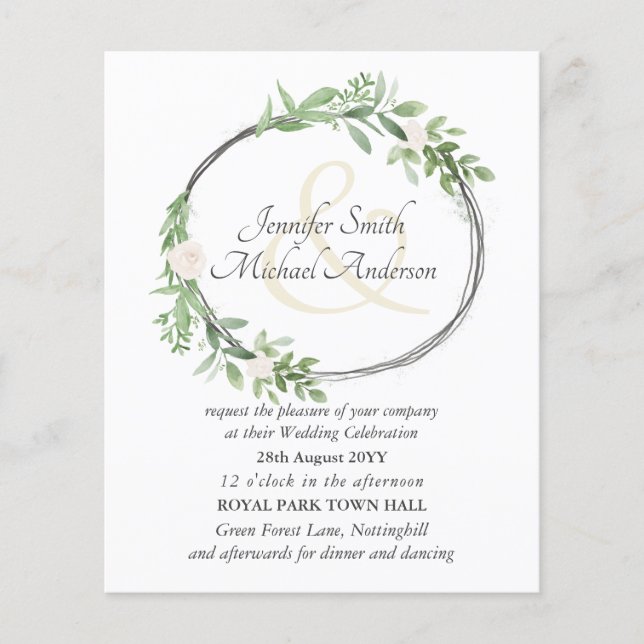 Budget Floral Wreath Feuille Ampersand Mariage (Devant)